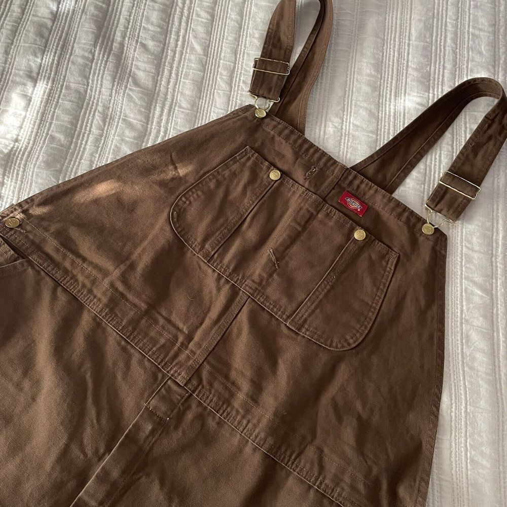 Dickies Canvas Brown Overalls Size 50x32 UNinsulated Workwear Work Bibs